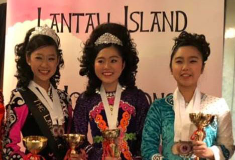Medals and Trophies from the Irish Dance Feis in Hong Kong