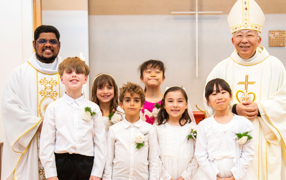 Mass with Bishop Umemura and First Communion